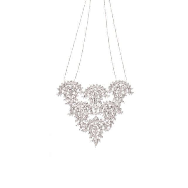 PLATINUM NEEDLE LACE NECKLACE