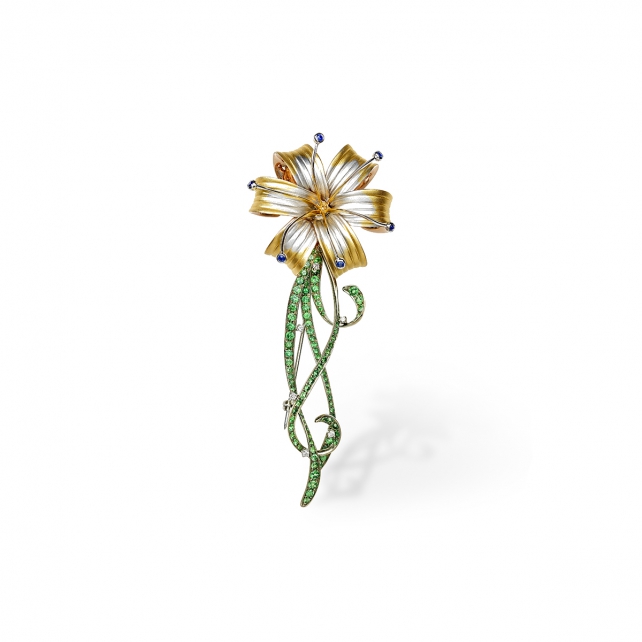 SAPPHIRE LILY BROOCH