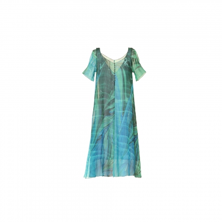 Ebru Patterned Silk Dress