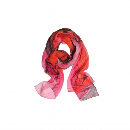 Ebru Patterned Silk Scarf