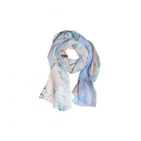 Ebru Patterned Silk Scarf