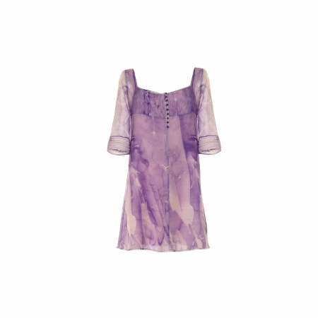 Ebru Patterned Tree Quarte Sleeve Wool Dress