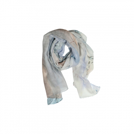 Ebru Patterned Wool Scarf