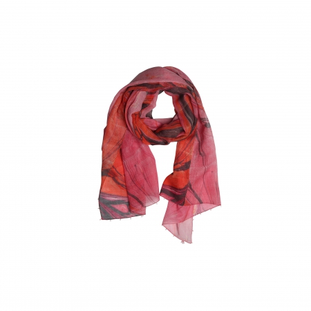 Ebru Patterned Wool Scarf