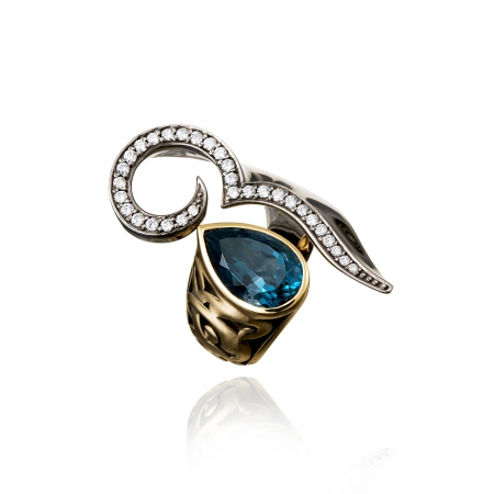 London Blue Drop Ring