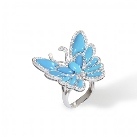 Turquoise Howthorn Butterfly Ring